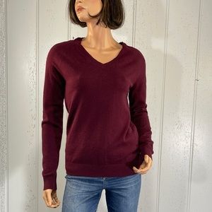 *Love Tree Women's Burgundy Long Sleeve V-Neck Sweater Sz M